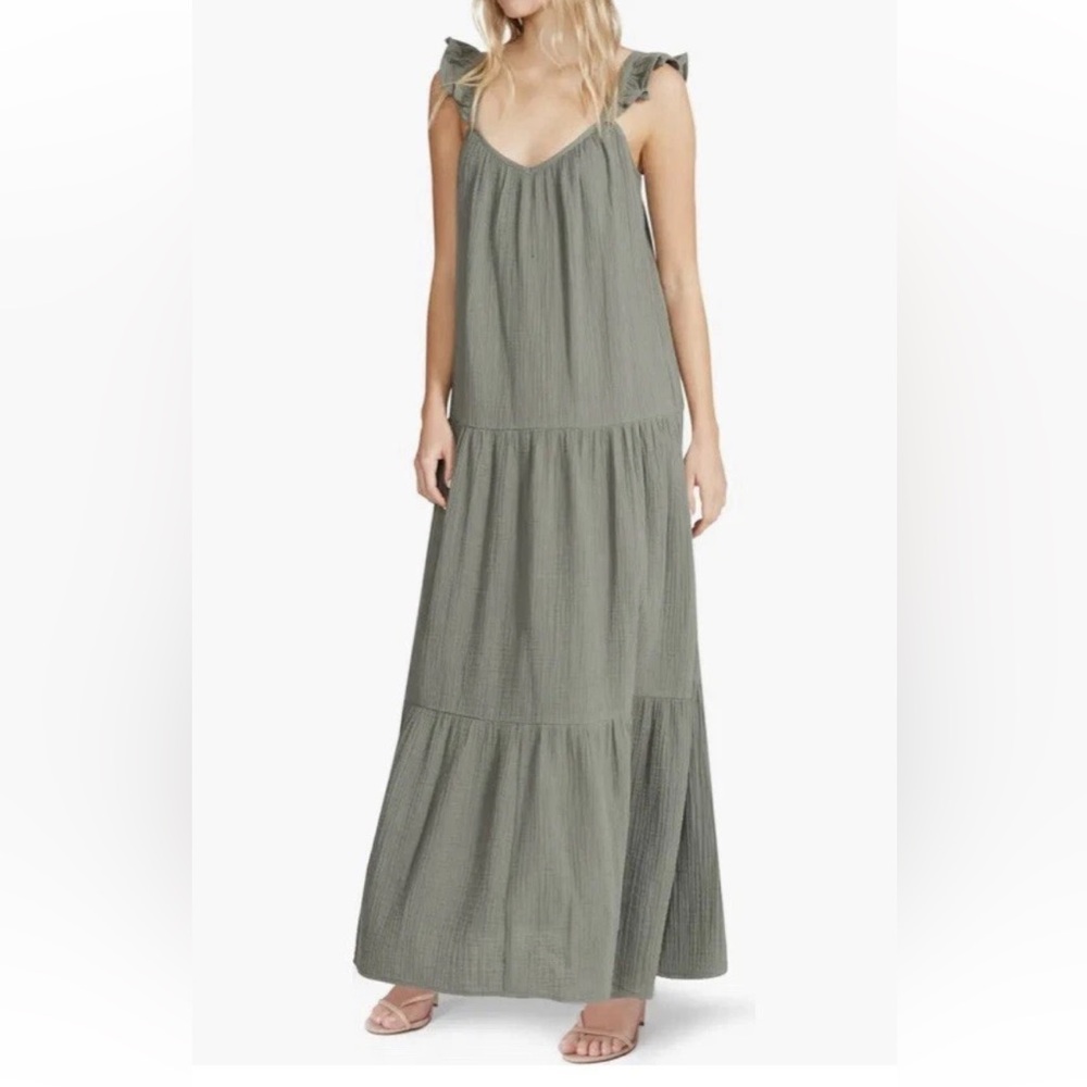 BB Dakota by Steve Madden-Ella Flutter Strap Maxi Dress-Surplus Green-Large-NEW!
